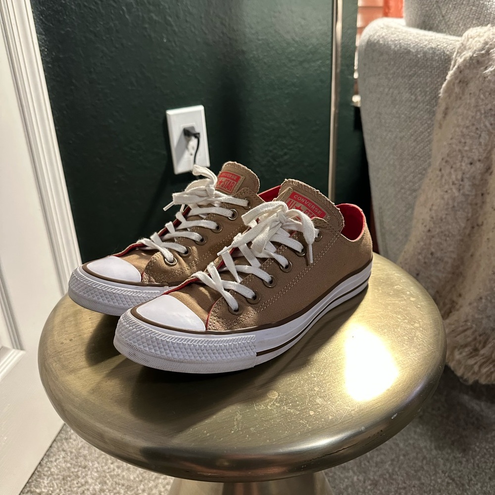 Converse Tan and Red Low-top Sneakers